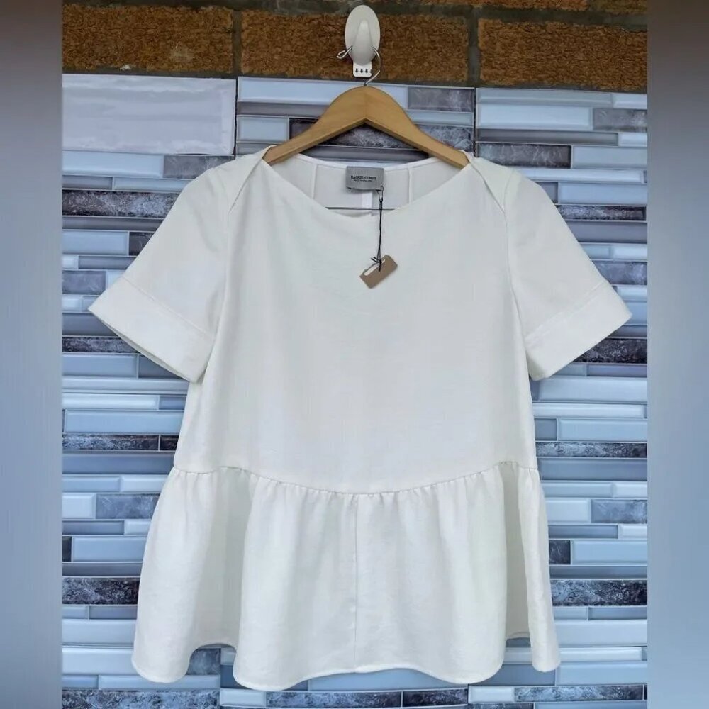 Rachel Comey Short Sleeve Ivory Peplum Blouse size 4 - Picture 3 of 8
